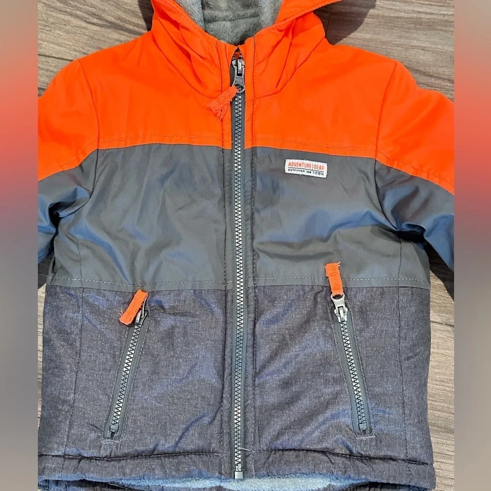 Carter’s Boys 3T Insulated Orange and Gray Winter Zip Up Jacket